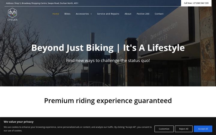 Екранна снимка на dvhcycles.co.za