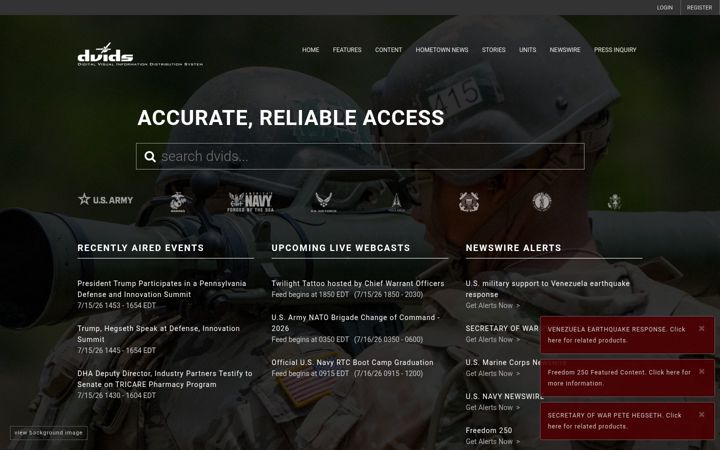 Screenshot di dvidshub.net