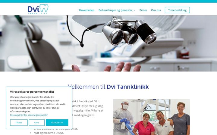 Captura de pantalla de dvitannklinikk.no