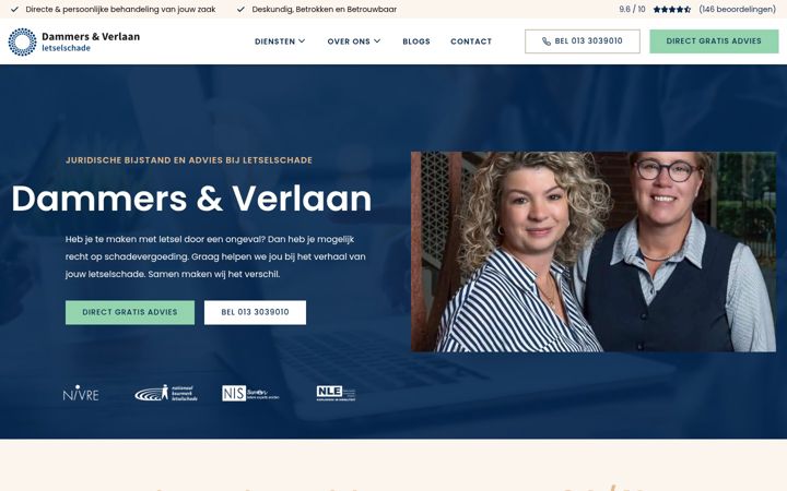 Screenshot di dvletselschade.nl