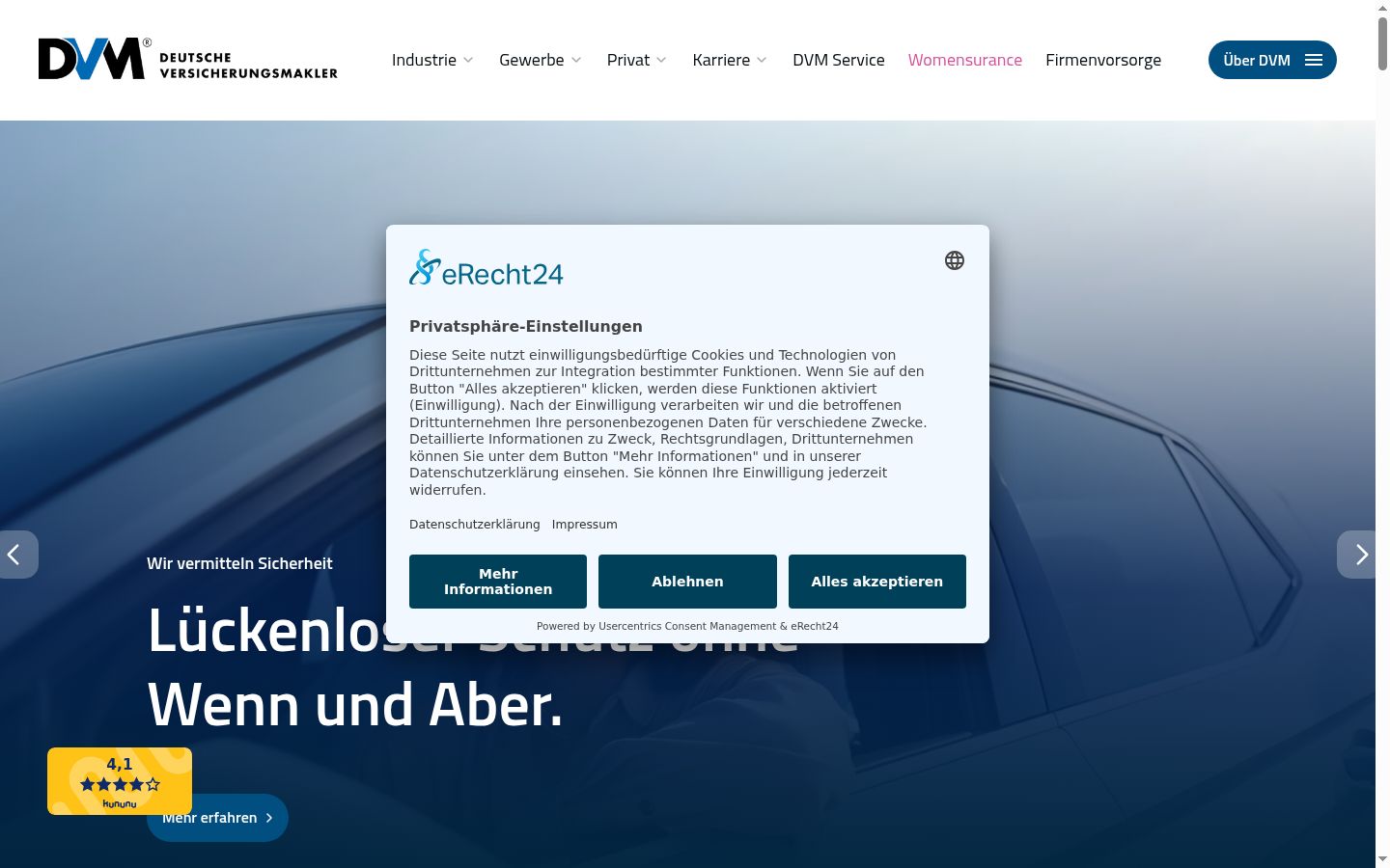 Screenshot of the consent banner shown before any interaction