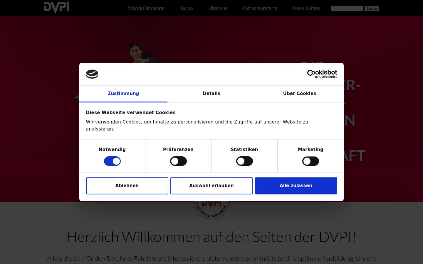Screenshot del banner di consenso mostrato prima di qualsiasi interazione