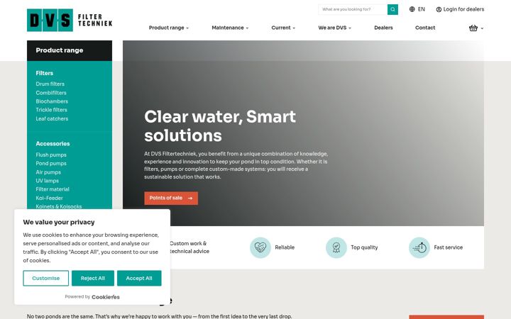 Screenshot of dvs-filtertechniek.com