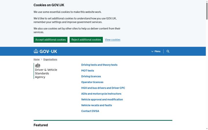 Screenshot of dvsa.gov.uk