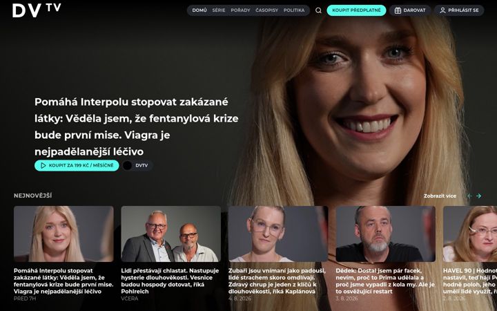 Snímek obrazovky dvtv.cz