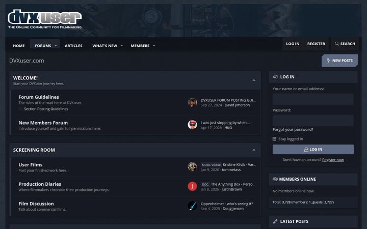 Screenshot of dvxuser.com