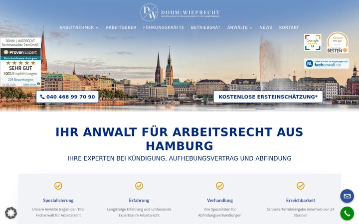 Skärmbild av dw-arbeitsrecht.de
