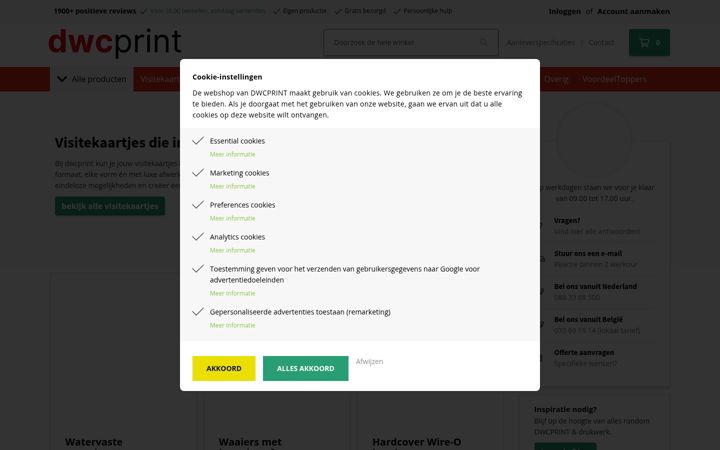 Screenshot di dwcprint.nl