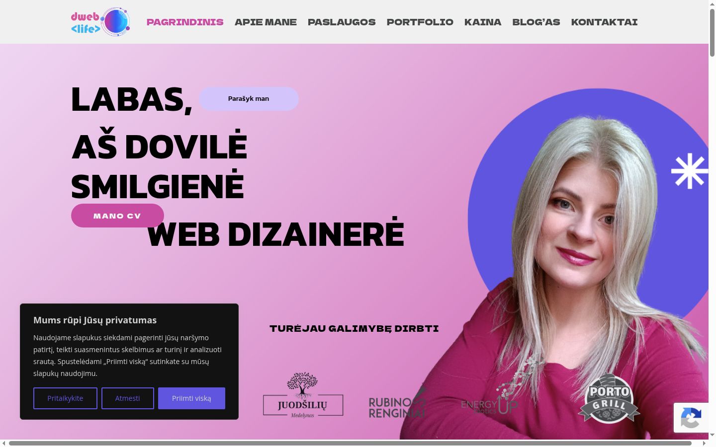Sutikimo reklamjuostės, rodytos prieš bet kokią sąveiką, ekrano kopija