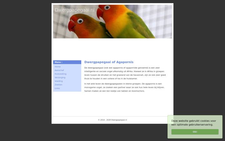 Screenshot di dwergpapegaai.nl