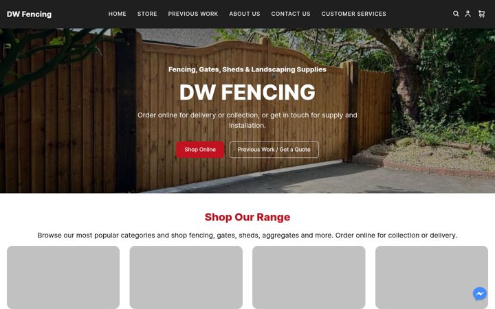 Skärmbild av dwfencing.co.uk