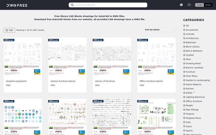 Screenshot of dwgfree.com