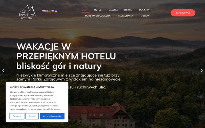 Kuvakaappaus sivustosta dwor-elizy.pl