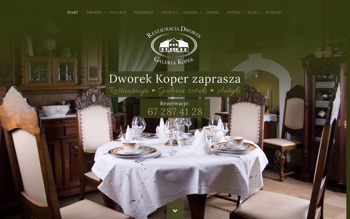 Kuvakaappaus sivustosta dworek-koper.pl