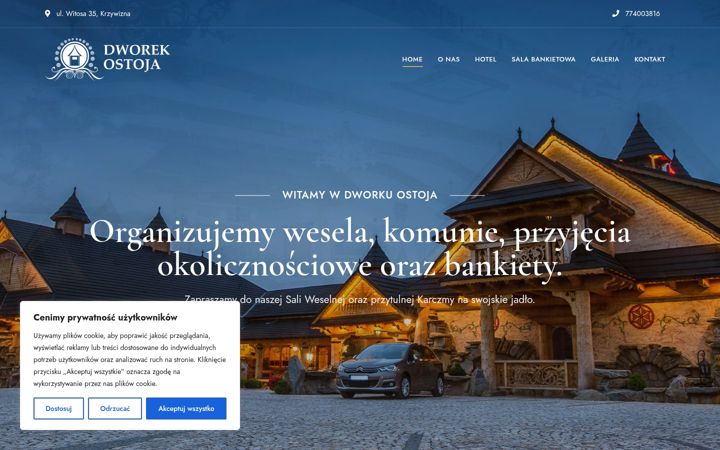 Kuvakaappaus sivustosta dworek-ostoja.pl