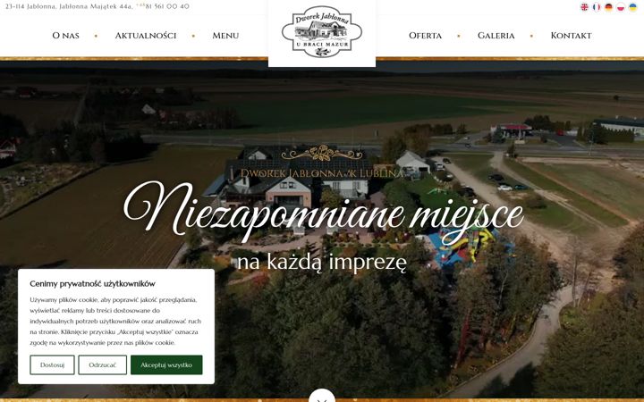 Kuvakaappaus sivustosta dworekjablonna.com.pl