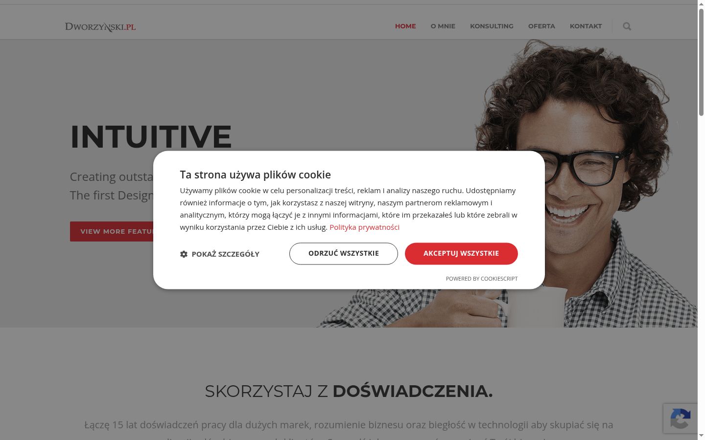 Posnetek zaslona pasice za privolitev, prikazane pred kakršno koli interakcijo