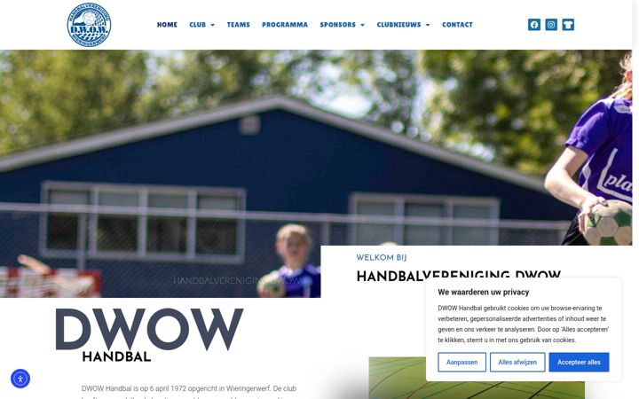 Screenshot di dwow-handbal.nl
