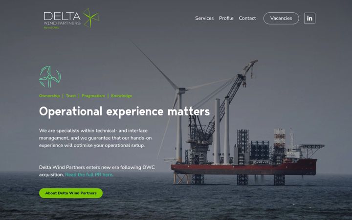 Kuvakaappaus sivustosta dwpartners.dk