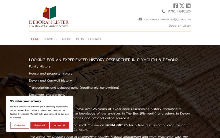 Képernyőkép: dwresearchservices.co.uk