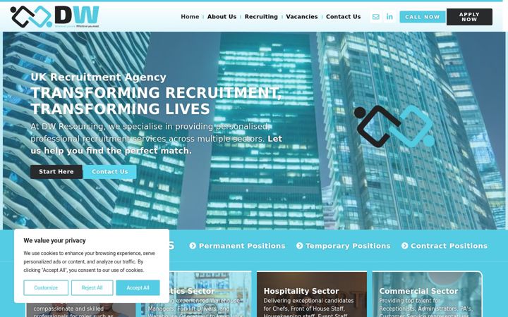 Képernyőkép: dwresourcing.co.uk