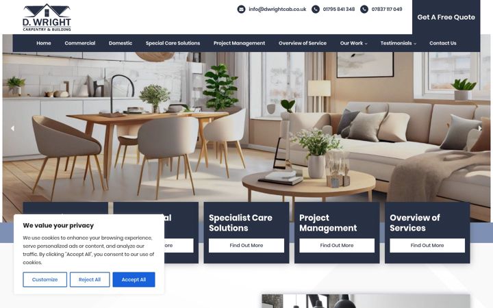 Képernyőkép: dwrightcarpentryandbuilding.co.uk