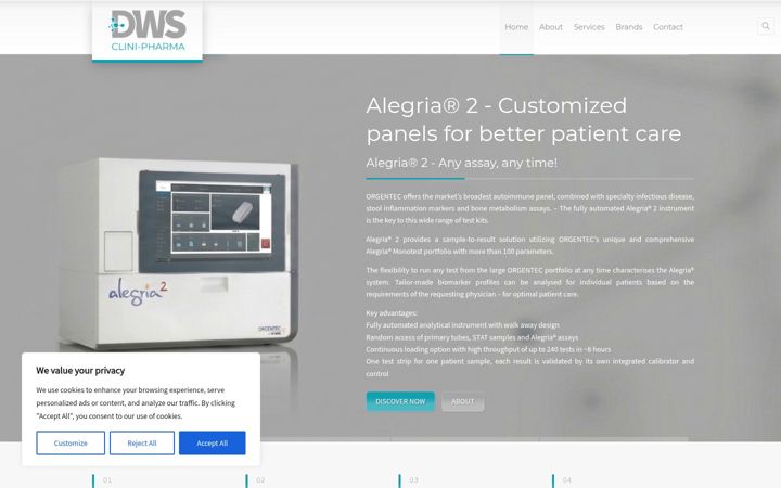 Screenshot of dwsclinipharma.com