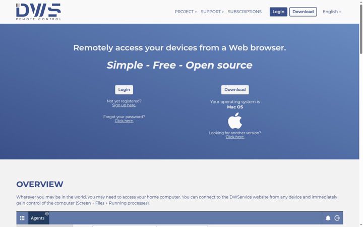 Snímek obrazovky dwservice.net