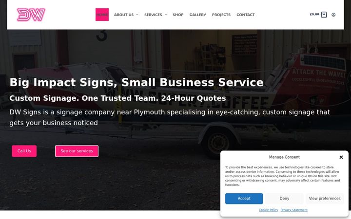 Képernyőkép: dwsigns.co.uk