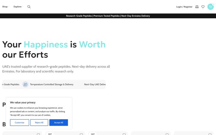 Screenshot of dxbpeptides.com