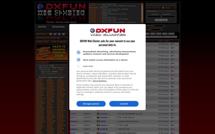 Screenshot of dxfuncluster.com