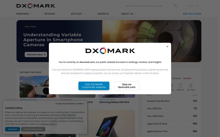 Snimka zaslona za dxomark.com