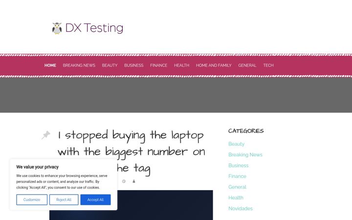 Screenshot of dxtesting.com
