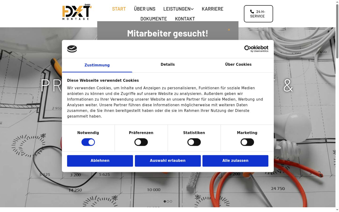 Screenshot of the consent banner shown before any interaction