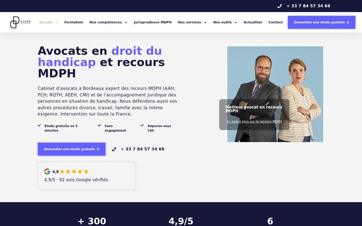 Kuvakaappaus sivustosta dyade-avocats.fr