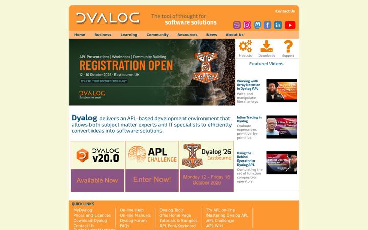 Screenshot of dyalog.com