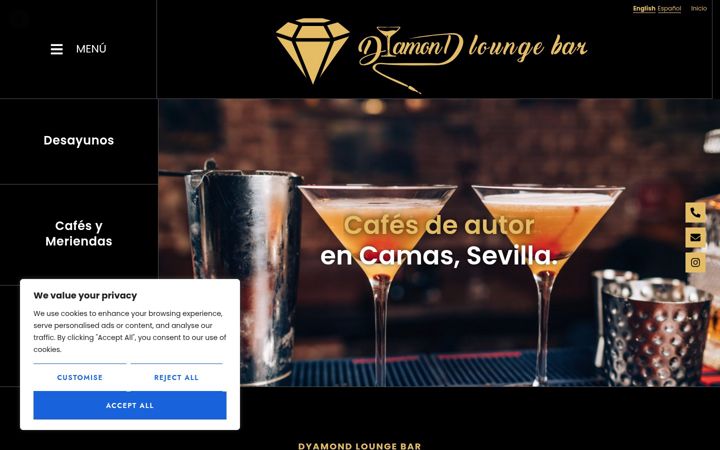 Screenshot of dyamondloungebar.com