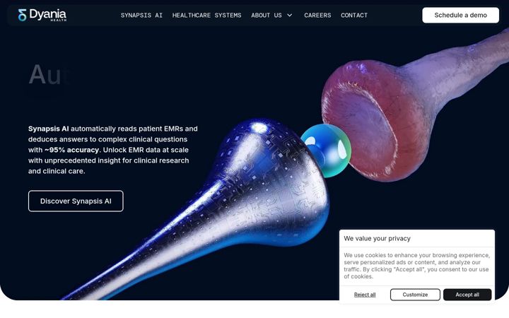 Screenshot of dyaniahealth.com