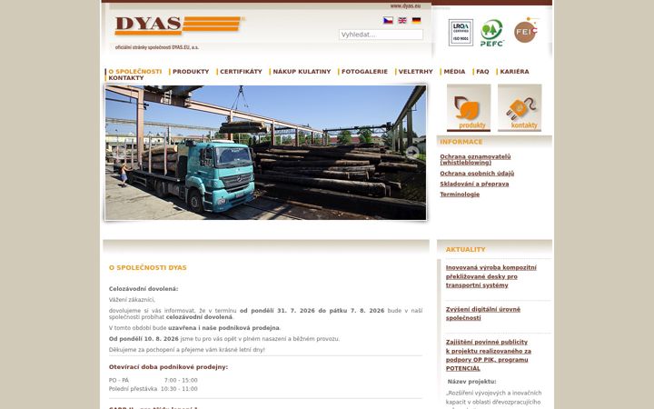 Screenshot di dyas.cz