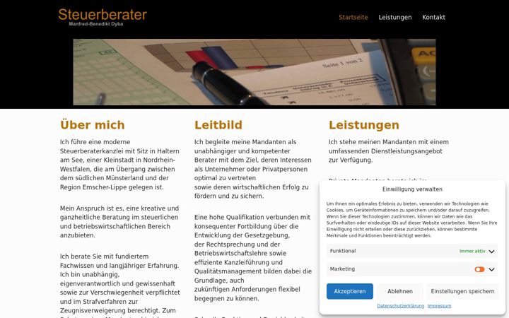 Screenshot ta' dyba-steuerberater-haltern.de