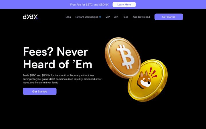 Screenshot of dydx.exchange