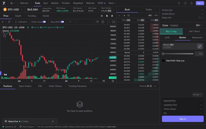 Screenshot of dydx.trade
