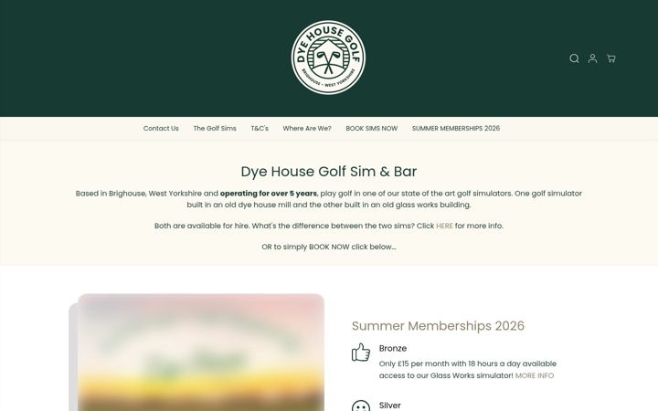 Screenshot of dyehousegolf.com