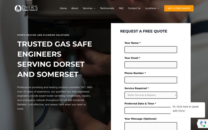 Screenshot of dyersplumbingheating.com