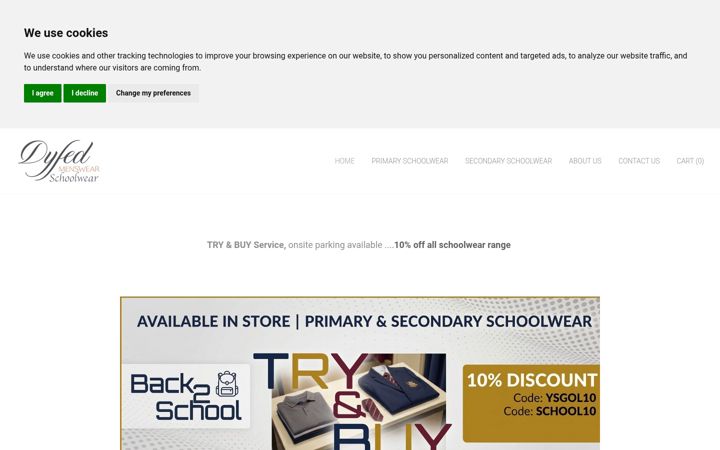 Capture d'écran de dyfedmenswear-schoolwear.co.uk