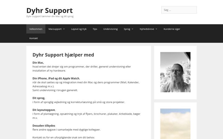 Skjámynd af dyhrsupport.dk
