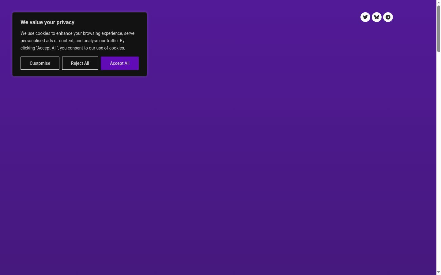 Screenshot of the consent banner shown before any interaction