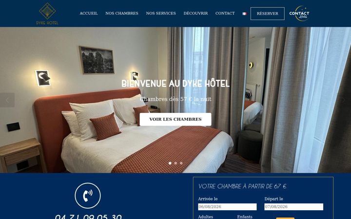 Kuvakaappaus sivustosta dykehotel.fr