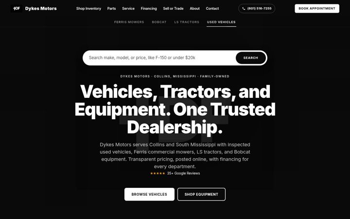 Screenshot of dykesmotors.com