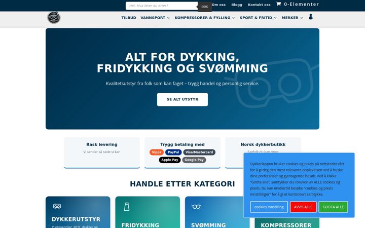 Captura de pantalla de dykkerlappen.no